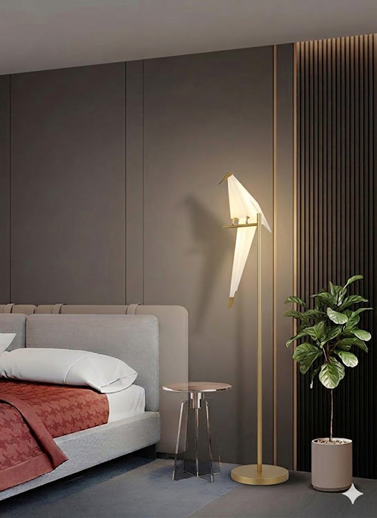 LED Bird Floor Lamp with Gold Carbon Steel Hardware and Plastic Frame by Bethel - view 8