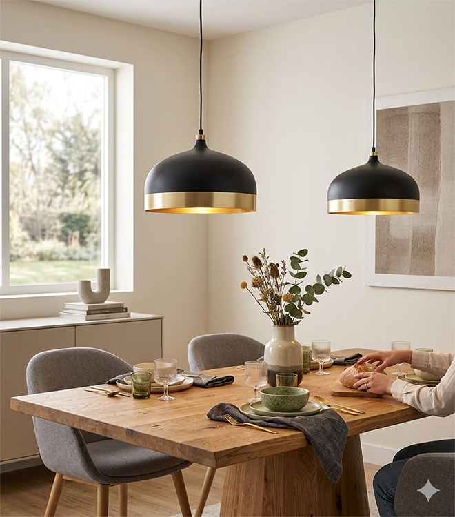 Aluminium Trim Shade Single Pendant Light by Bethel - view 16