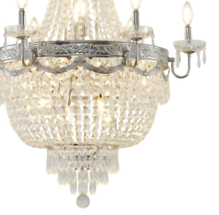 Shiny Nickel Metal Frame Chandelier with Clear Hanging Crystals by Bethel - view 2