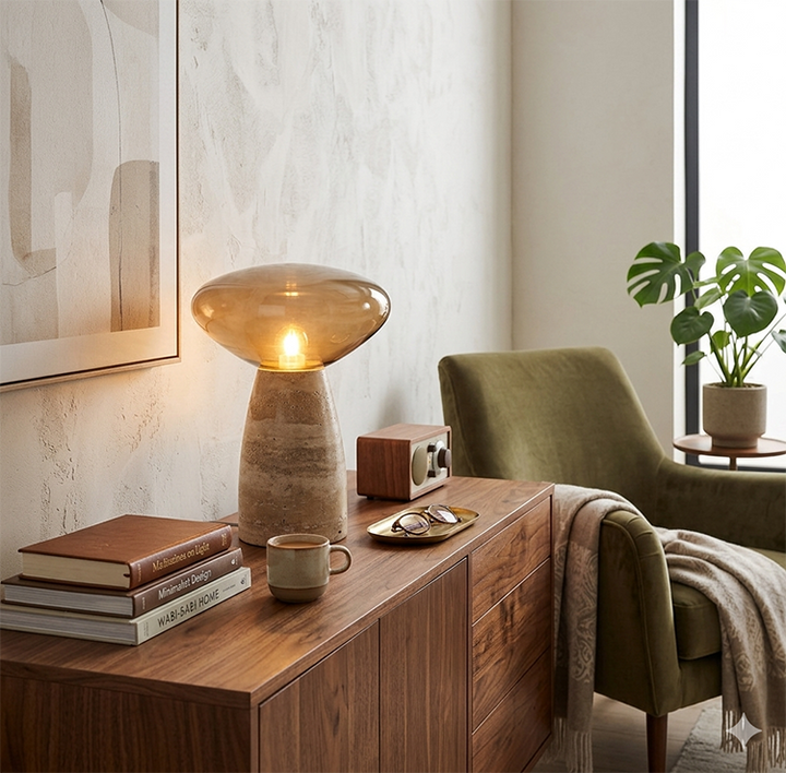 Smoke Glass Table Lamp by Bethel - view 4