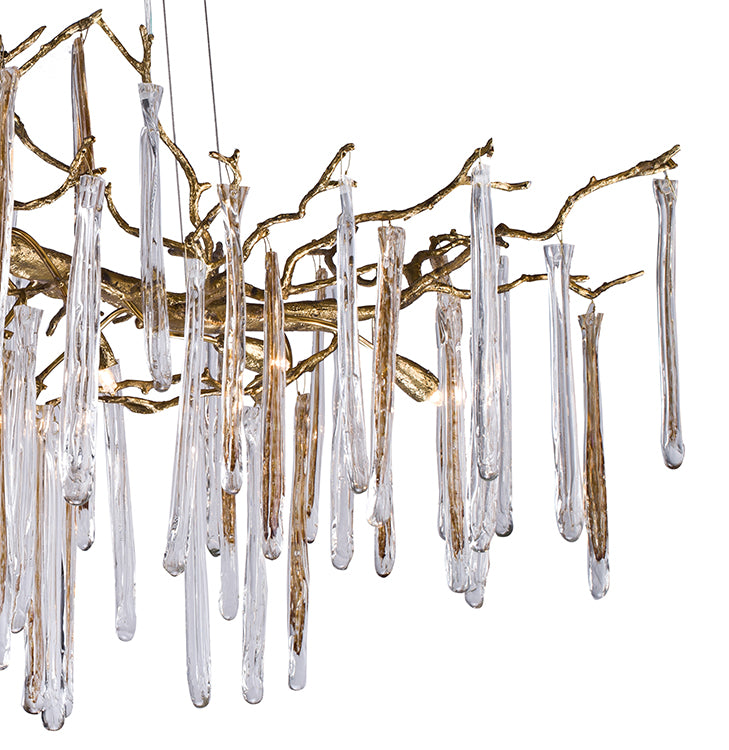 Solid Copper Branch Chandelier with Clear and Champagne Glass Drops by Bethel - view 2