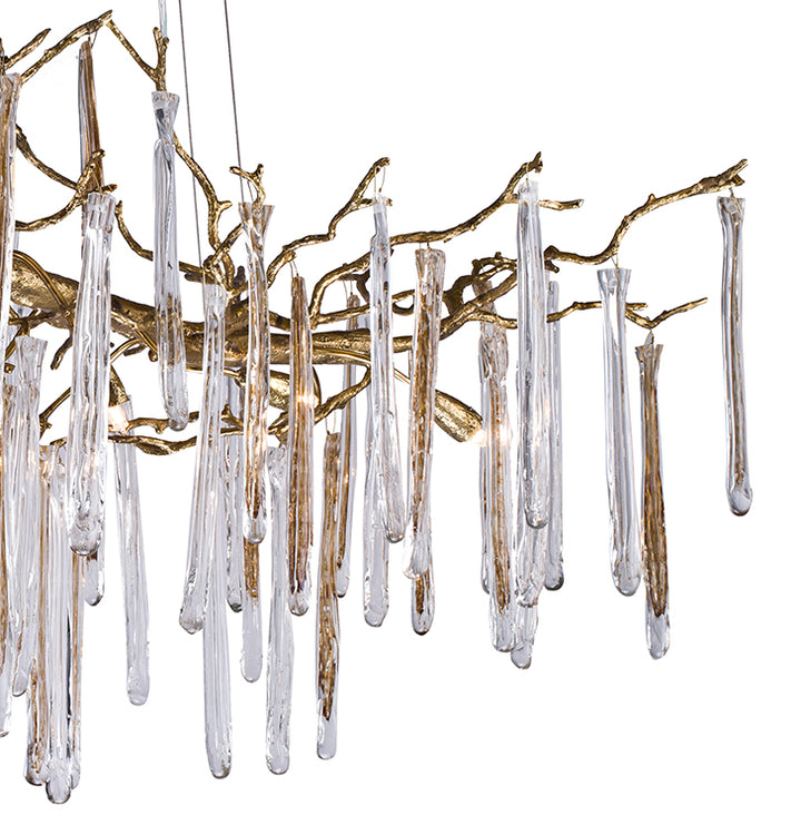 Solid Copper Branch Chandelier with Clear and Champagne Glass Drops by Bethel - view 2