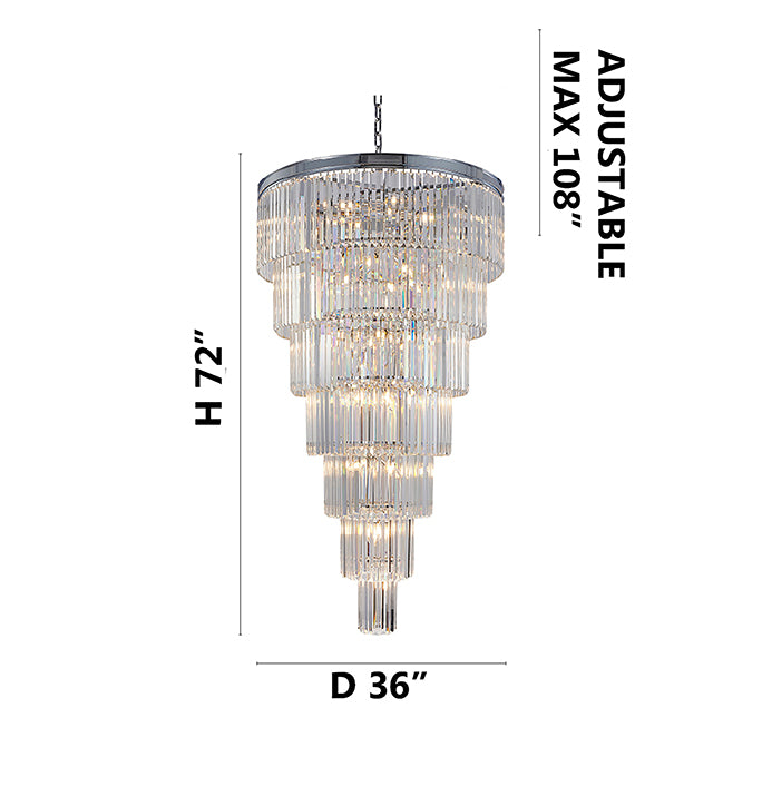 Seven Tier Frame Chandelier with Clear Hanging Crystals (RD14) by Bethel - view 31