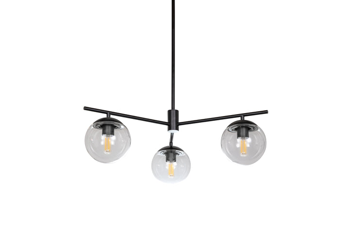 Eclipse 3-Light Chandelier in Black with Clear Glass by Russell
