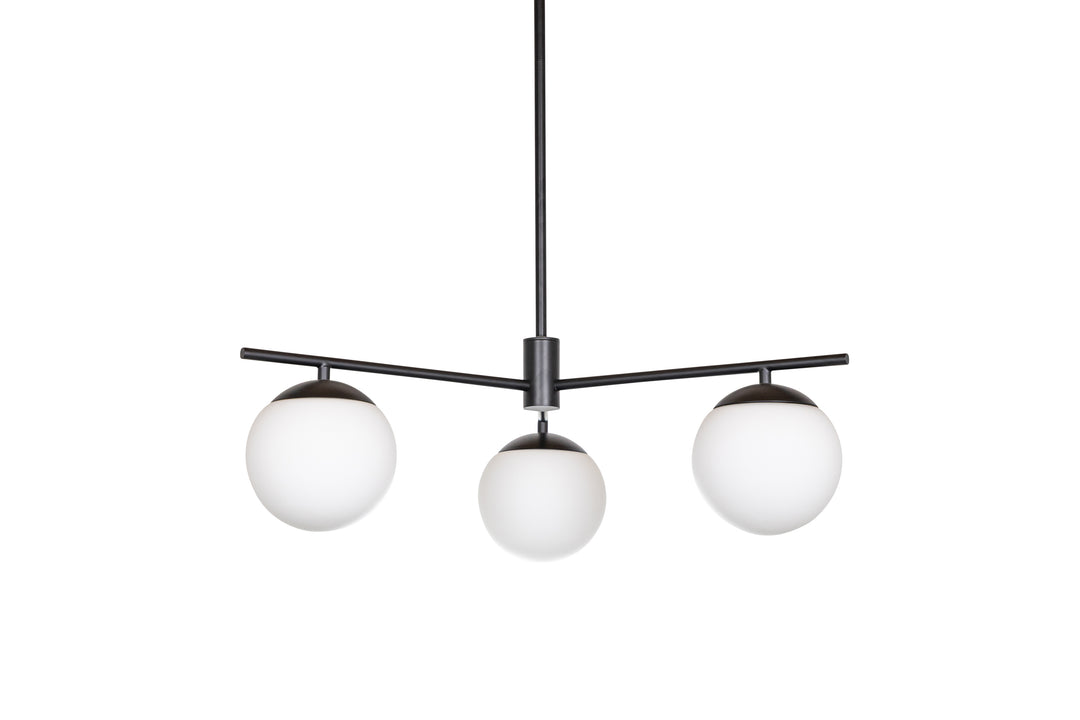 Eclipse 3-Light Chandelier in Black with Opal Glass by Russell