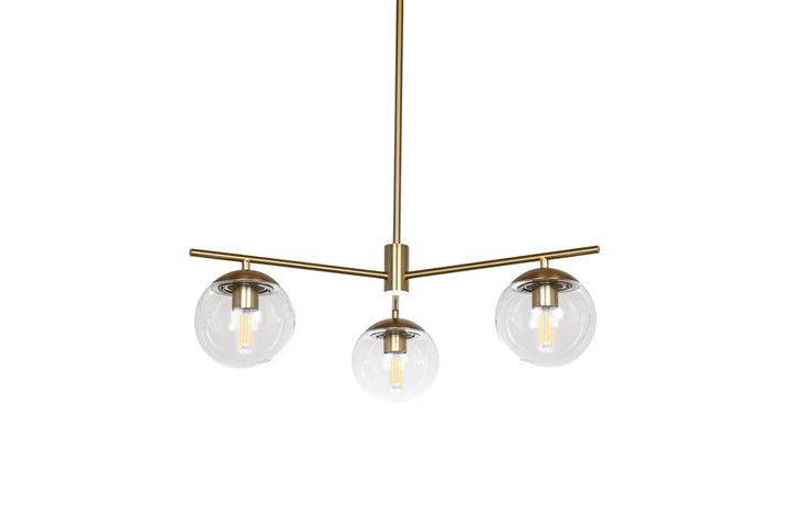 Eclipse 3-Light Chandelier in Soft Gold with Clear Glass by Russell