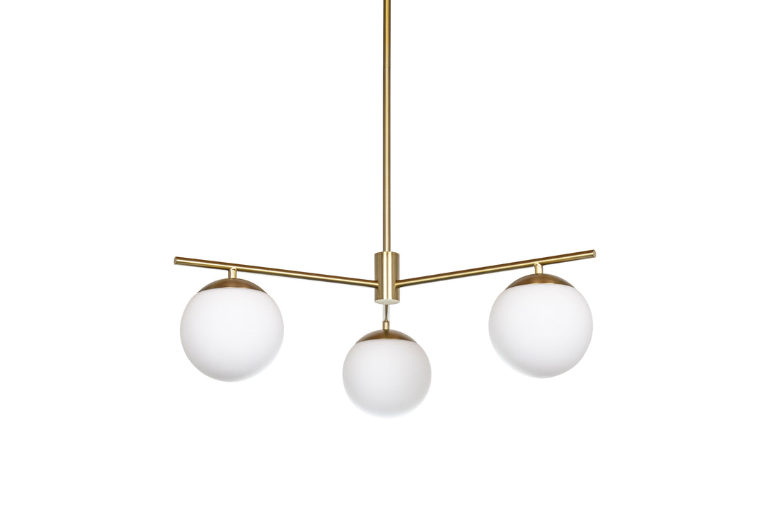 Eclipse 3-Light Chandelier in Soft Gold with Opal Glass by Russell