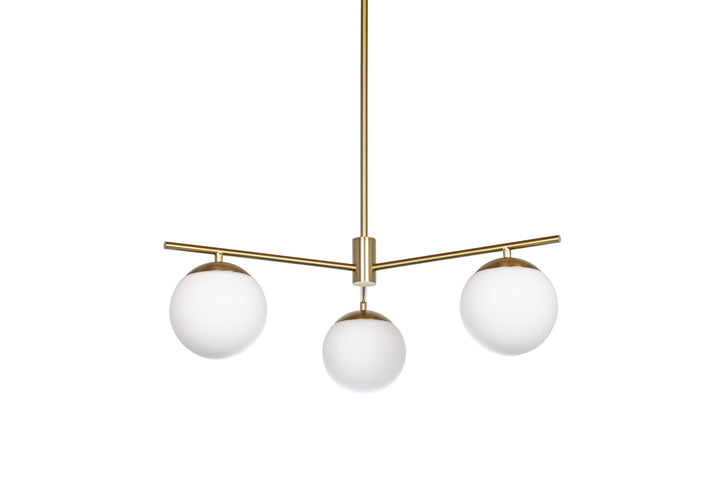 Eclipse 3-Light Chandelier in Soft Gold with Opal Glass by Russell