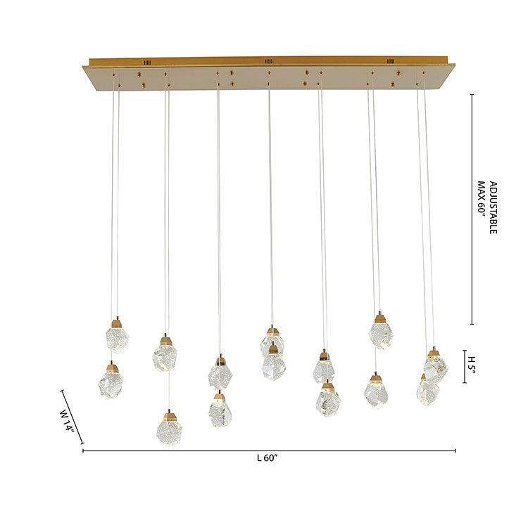 Gold Frame Island Light with Hanging Clear Bubble Crystal Pendants by Bethel - view 8