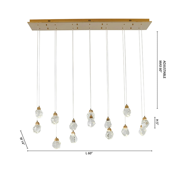 Gold Frame Island Light with Hanging Clear Bubble Crystal Pendants by Bethel - view 8