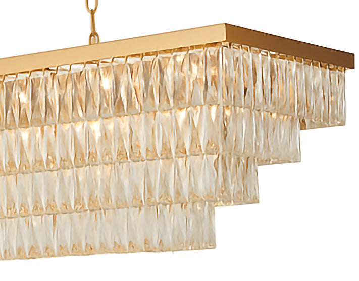 Rectangular Frame Chandelier with Three Tiers of Clear Hanging Crystals by Bethel - view 3