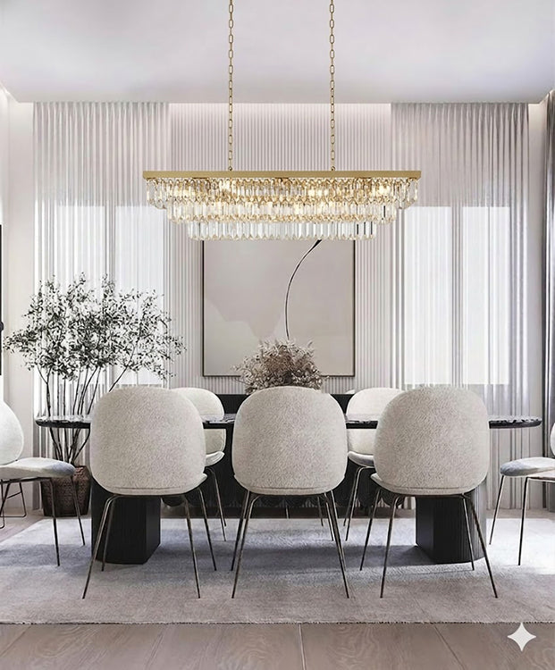 Rectangular Frame Chandelier with Three Tiers of Clear Hanging Crystals by Bethel - view 19