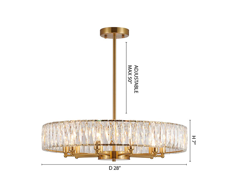 Round Metal Frame Chandelier with Clear Crystal Band by Bethel - view 29