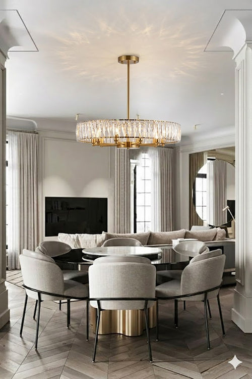 Round Metal Frame Chandelier with Clear Crystal Band by Bethel - view 31
