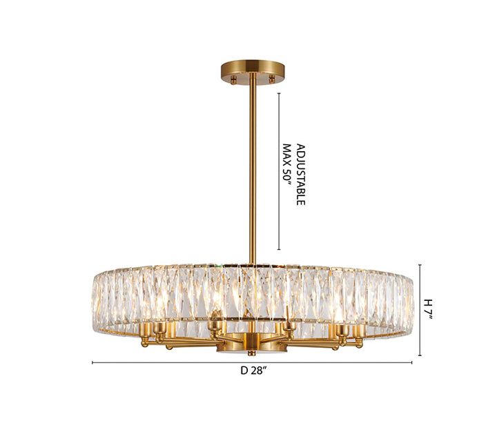 Round Metal Frame Chandelier with Clear Crystal Band by Bethel - view 21