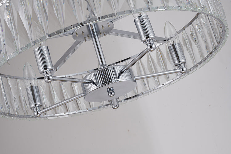 Round Metal Frame Chandelier with Clear Crystal Band by Bethel - view 7