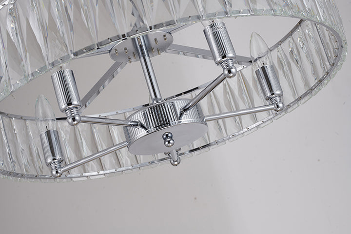 Round Metal Frame Chandelier with Clear Crystal Band by Bethel - view 7