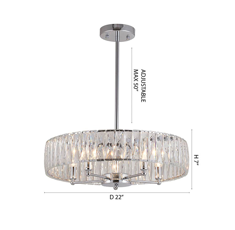 Round Metal Frame Chandelier with Clear Crystal Band by Bethel - view 8