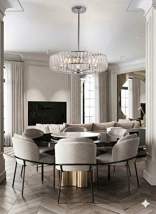 Round Metal Frame Chandelier with Clear Crystal Band by Bethel - view 9