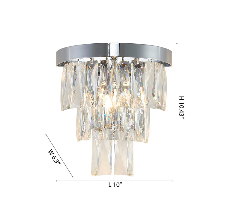 Metal Frame Wall Sconce with Clear Hanging Crystals by Bethel - view 6