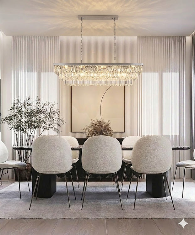 Rectangular Metal Frame Chandelier with Clear Hanging Crystals by Bethel - view 20