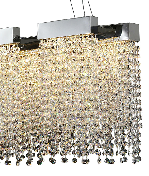 Chrome Frame Rectangular Shaped LED Chandelier with Clear Beaded Crystals Draping Around by Bethel - view 3
