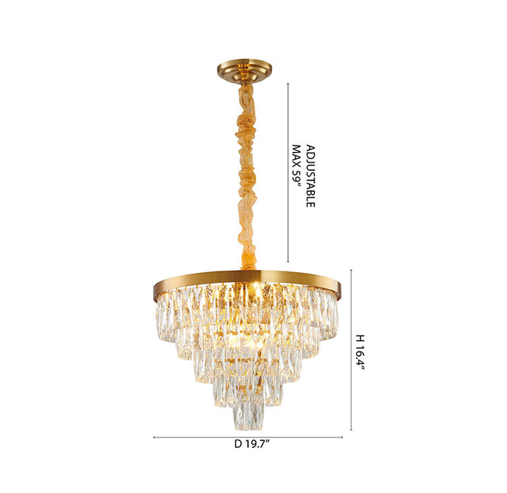 Five Tier Metal Frame Chandelier with Clear Hanging Crystals by Bethel - view 16