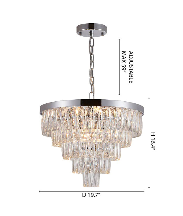 Five Tier Metal Frame Chandelier with Clear Hanging Crystals by Bethel - view 10