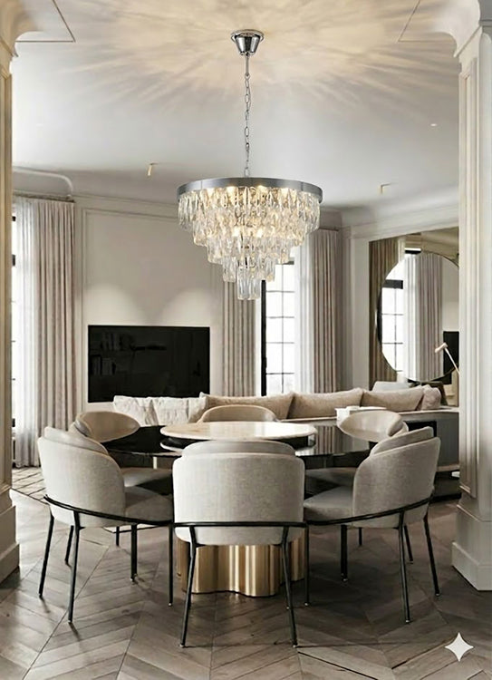 Five Tier Metal Frame Chandelier with Clear Hanging Crystals by Bethel - view 11