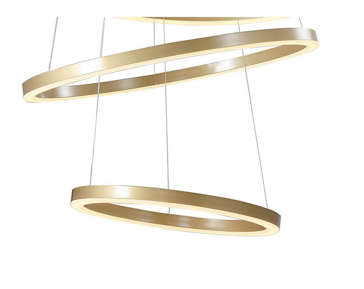 Four Ring Gold Aluminium Frame LED Ceiling Fixture with White Acrylic Diffusers by Bethel - view 4