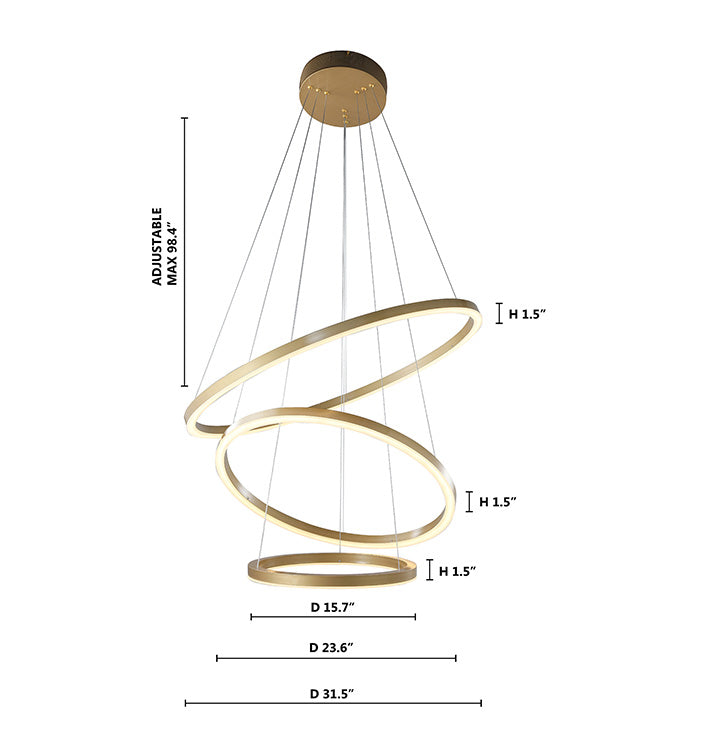 Three Halo Ring Frame LED Ceiling Fixture by Bethel - view 16