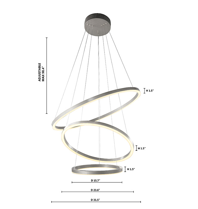 Three Halo Ring Frame LED Ceiling Fixture by Bethel - view 8