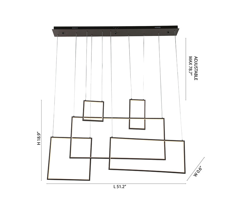 Satin Coffee Aluminum Frame LED Box Lights Flushed to a Rectangular Canopy by Bethel - view 4