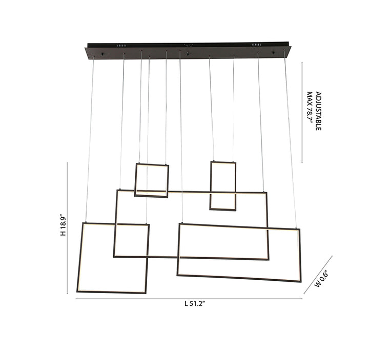 Satin Coffee Aluminum Frame LED Box Lights Flushed to a Rectangular Canopy by Bethel - view 4