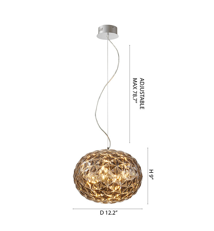 Smoke Color Orb Acrylic Pendant Light with Chrome Hardware by Bethel - view 3
