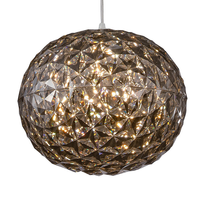 Smoke Color Orb Acrylic Single Pendant Light with Chrome Metal Hardware by Bethel - view 2
