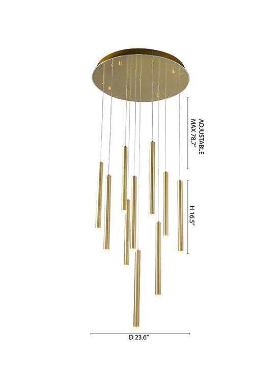 Gold Aluminum Frame Hanging Chandelier by Bethel - view 5