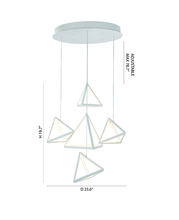 Five Light White Aluminum Frame Prism LED Light with White Acrylic Diffusers by Bethel - view 3