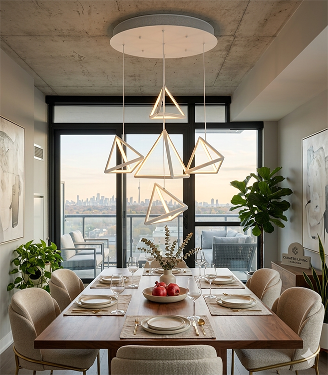 Five Light White Aluminum Frame Prism LED Light with White Acrylic Diffusers by Bethel - view 4