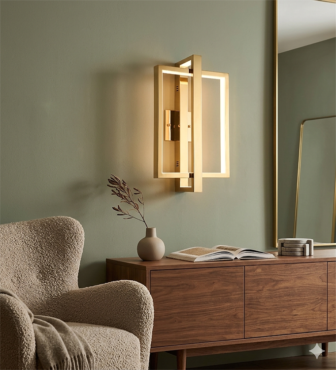 Gold Stainless Steel Box Wall Sconce Non-dimmable Size: L11.8&