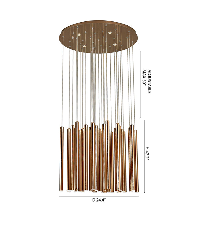Gold Flushed Chandelier with Hanging by Bethel - view 3