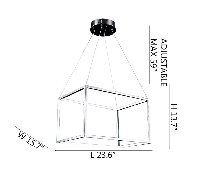 Frame Rectangular LED Chandelier with Diffuser by Bethel - view 3