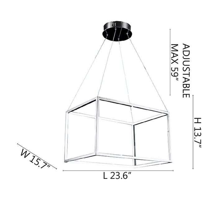 Frame Rectangular LED Chandelier with Diffuser by Bethel - view 3