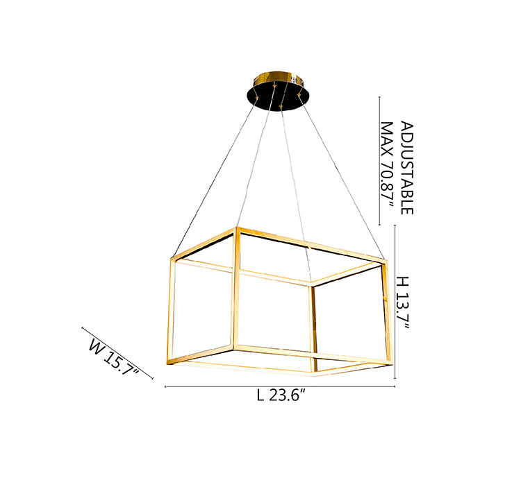 Frame Rectangular LED Chandelier with Diffuser by Bethel - view 7