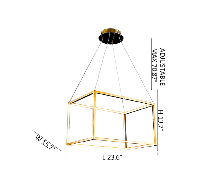 Frame Rectangular LED Chandelier with Diffuser by Bethel - view 7