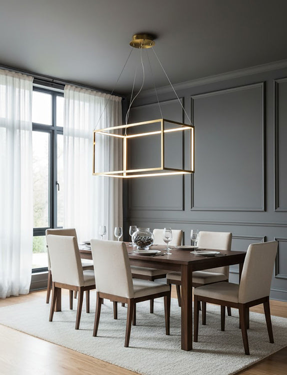 Frame Rectangular LED Chandelier with Diffuser by Bethel - view 8