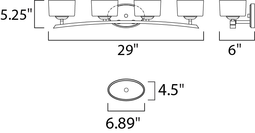 Elle 4-Light Bath Vanity dimensions diagram