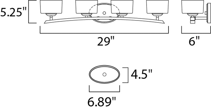 Elle 4-Light Bath Vanity dimensions diagram