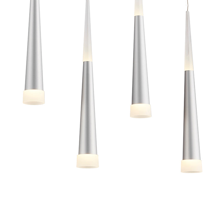 Kitchen Island Light with Sand Silver Hanging Pendants &amp; Frosted Acrylic Diffusers