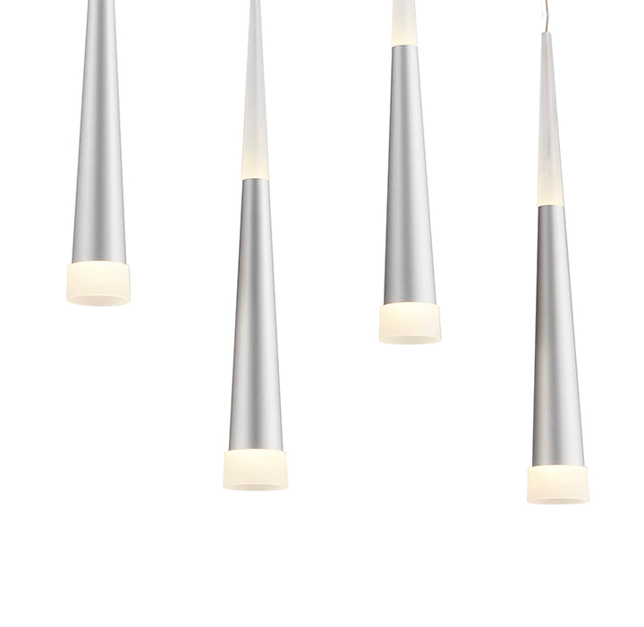 Kitchen Island Light with Sand Silver Hanging Pendants &amp; Frosted Acrylic Diffusers